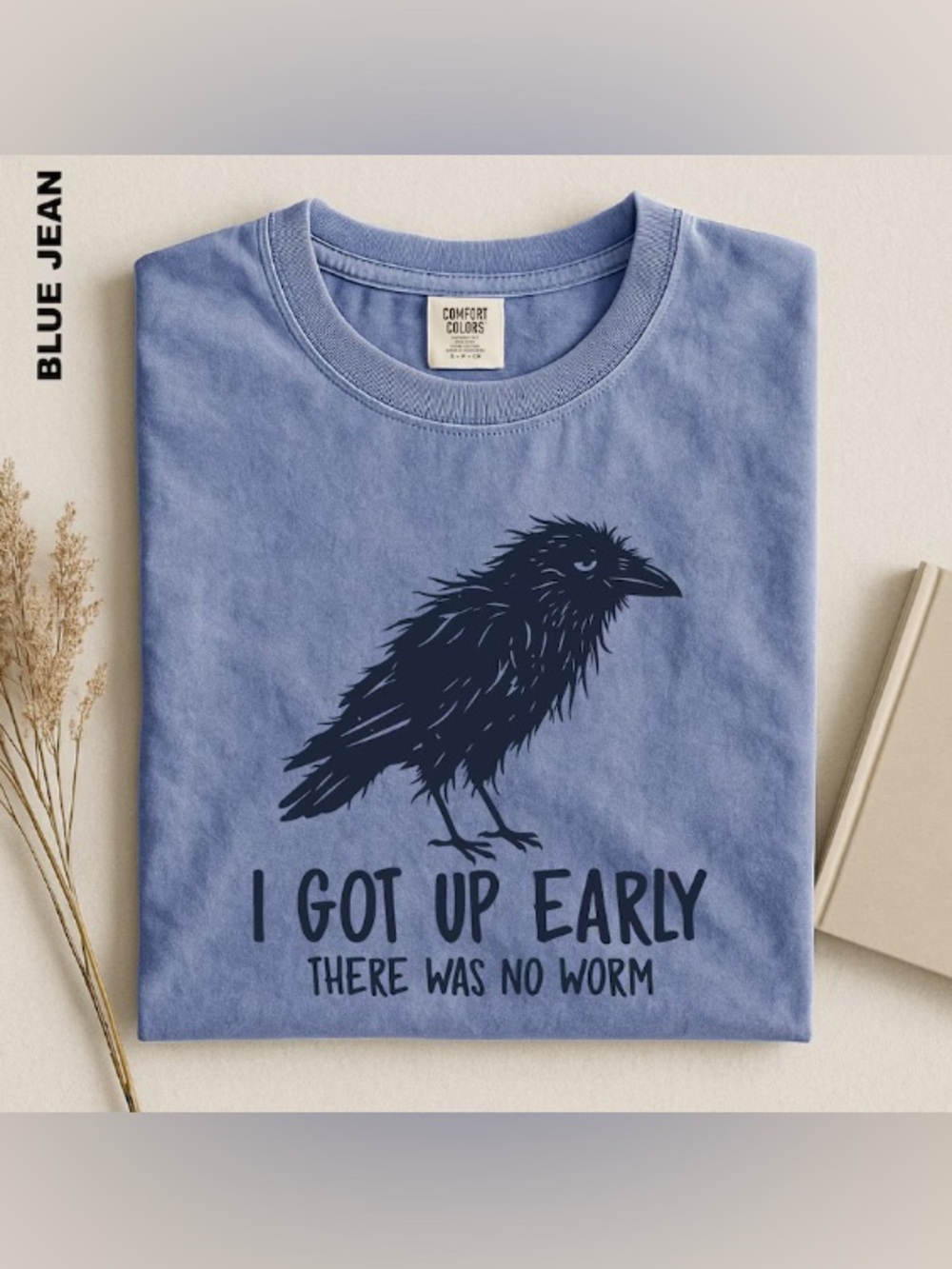 I Got Up Early There Was No Worm T-Shirt, Funny Crow Comfort Colors Tee